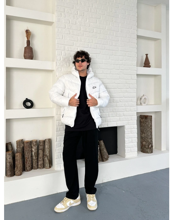 ELYAF DOLUM YAN CEP FULL ŞİŞME MONT BEYAZ