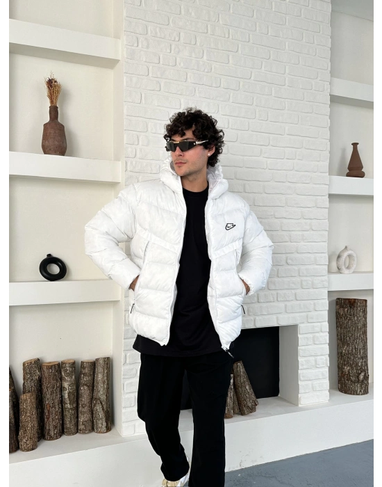 ELYAF DOLUM YAN CEP FULL ŞİŞME MONT BEYAZ