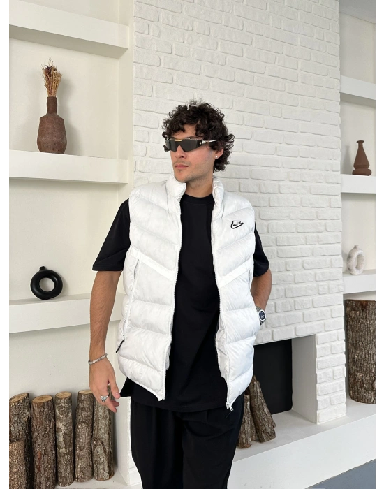 ELYAF DOLUMLU ŞİŞME YELEK BEYAZ