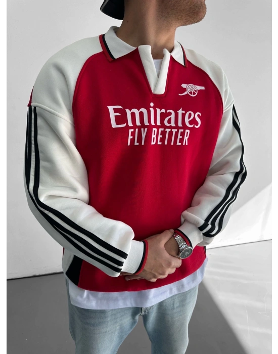 EMİRATES FLY ARS OVERSİZE 3 İPLİK SWEAT KIRMIZI