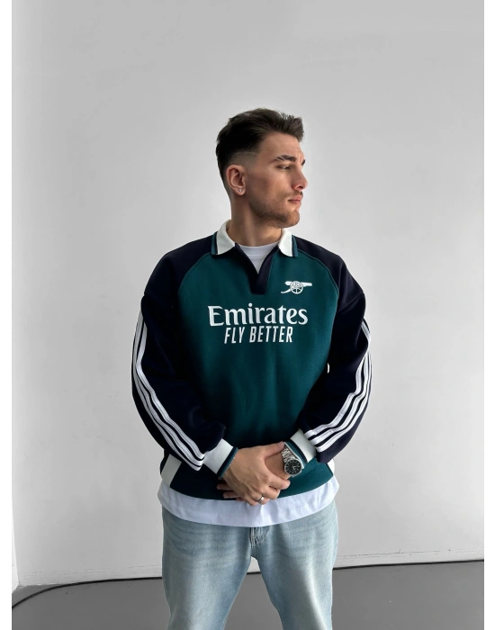 EMİRATES FLY ARS OVERSİZE 3 İPLİK SWEAT SU YEŞİLİ