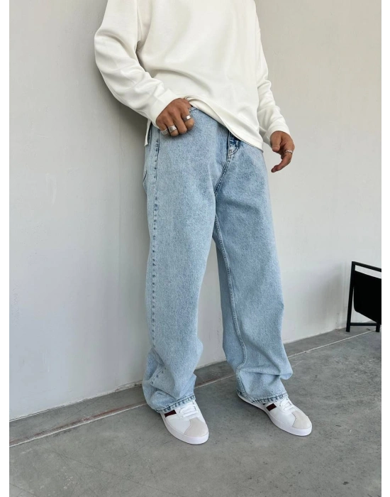 EXTRA BAGGY DS KOT PANTOLON BUZ MAVİSİ