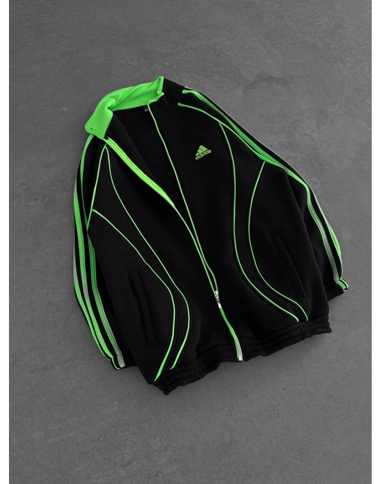 NEON AD OVERSİZE 3 İPLİK PAMUKLU HIRKA SİYAH