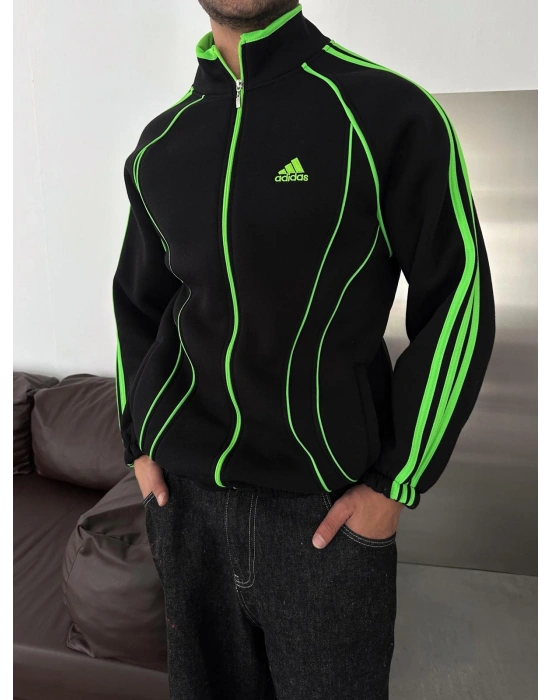 NEON AD OVERSİZE 3 İPLİK PAMUKLU HIRKA SİYAH