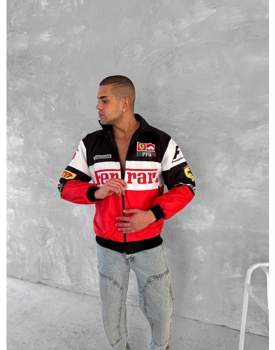 FUL BASKI FRR BOMBER CEKET BEYAZ