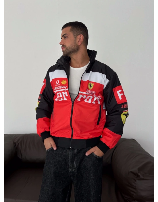 FUL BASKI FRR BOMBER CEKET BEYAZ