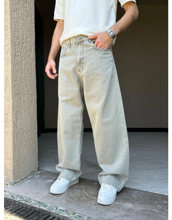 FULL BAGGY GRJ KOT PANTOLON KREM