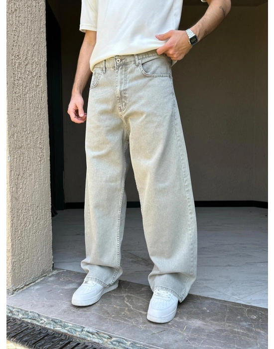 FULL BAGGY GRJ KOT PANTOLON KREM