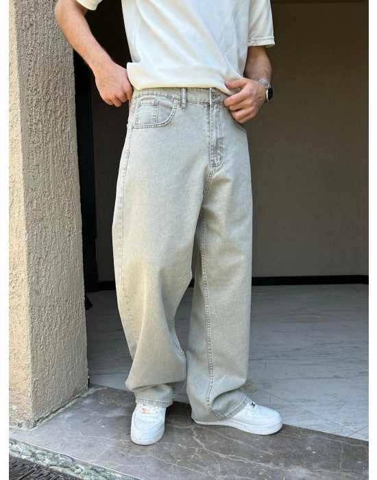 FULL BAGGY GRJ KOT PANTOLON KREM