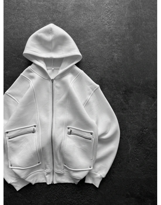 FULL CEP DETAY BASİC HIRKA BEYAZ