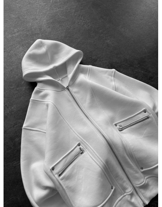 FULL CEP DETAY BASİC HIRKA BEYAZ