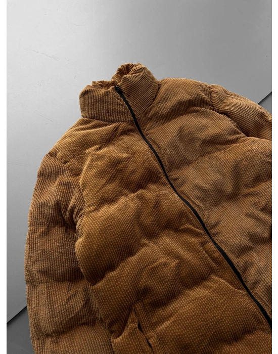 FULL DOLUM KADİFE ŞİŞME MONT KAHVE