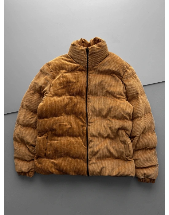 FULL DOLUM KADİFE ŞİŞME MONT KAHVE