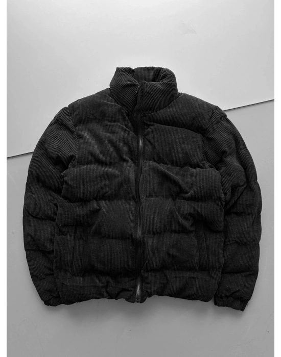 FULL DOLUM KADİFE ŞİŞME MONT SİYAH