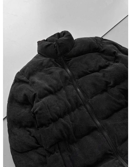 FULL DOLUM KADİFE ŞİŞME MONT SİYAH