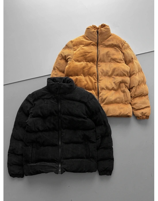 FULL DOLUM KADİFE ŞİŞME MONT SİYAH