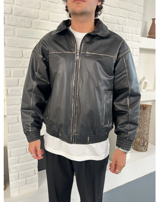 FULL ESKİTME DERİ ŞİŞME CEKET