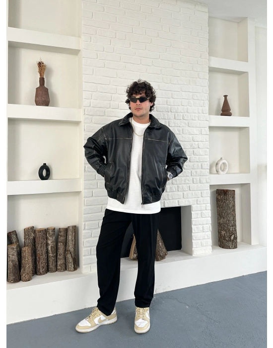 FULL ESKİTME DERİ ŞİŞME CEKET