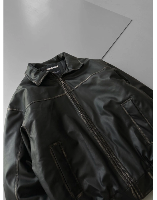 FULL ESKİTME DERİ ŞİŞME CEKET