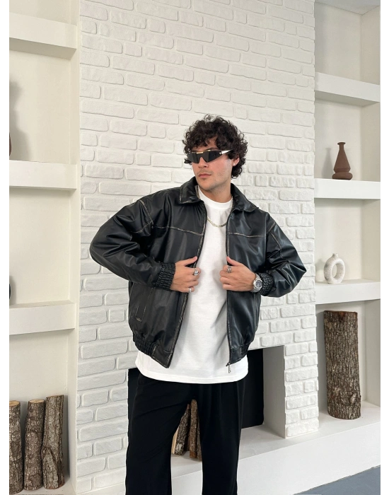 FULL ESKİTME DERİ ŞİŞME CEKET