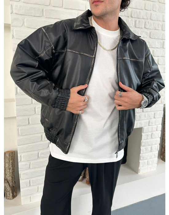 FULL ESKİTME DERİ ŞİŞME CEKET