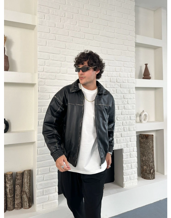 FULL ESKİTME DERİ ŞİŞME CEKET