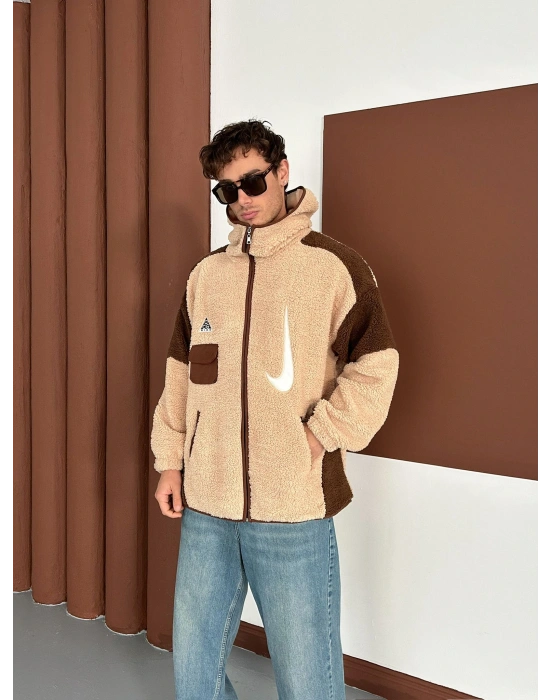 FULL PELUŞ NAKIŞLI NK HIRKA KREM