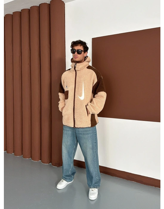 FULL PELUŞ NAKIŞLI NK HIRKA KREM