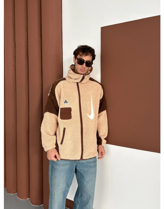 FULL PELUŞ NAKIŞLI NK HIRKA KREM