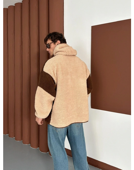 FULL PELUŞ NAKIŞLI NK HIRKA KREM