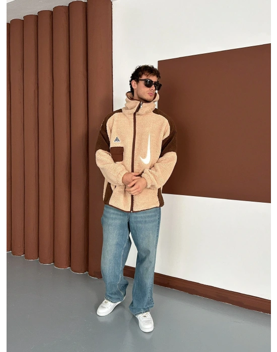 FULL PELUŞ NAKIŞLI NK HIRKA KREM