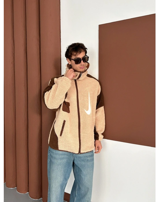 FULL PELUŞ NAKIŞLI NK HIRKA KREM