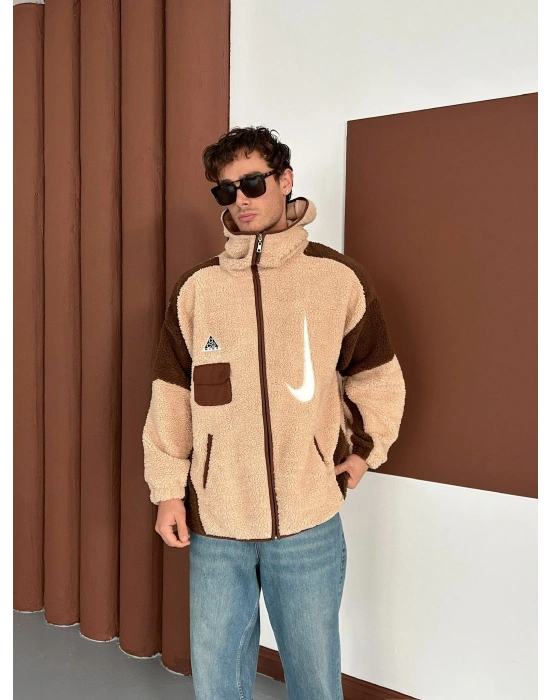 FULL PELUŞ NAKIŞLI NK HIRKA KREM