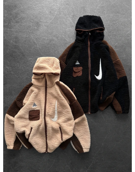 FULL PELUŞ NAKIŞLI NK HIRKA SİYAH