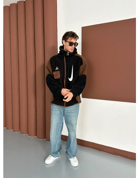 FULL PELUŞ NAKIŞLI NK HIRKA SİYAH