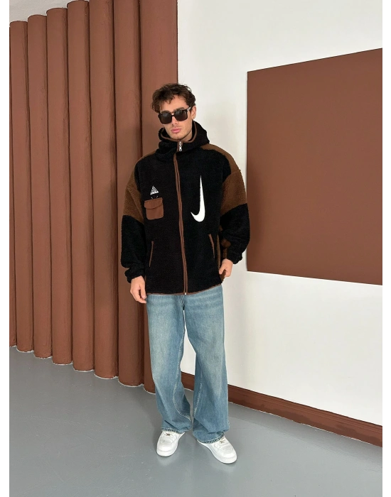 FULL PELUŞ NAKIŞLI NK HIRKA SİYAH