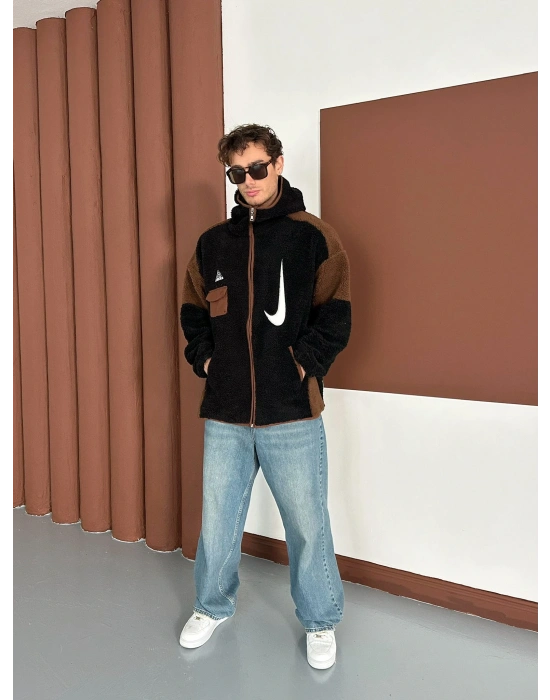 FULL PELUŞ NAKIŞLI NK HIRKA SİYAH