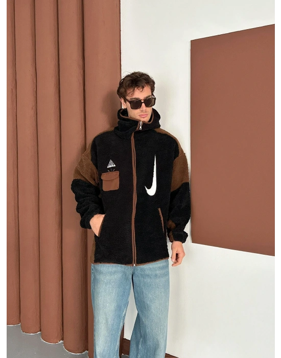 FULL PELUŞ NAKIŞLI NK HIRKA SİYAH