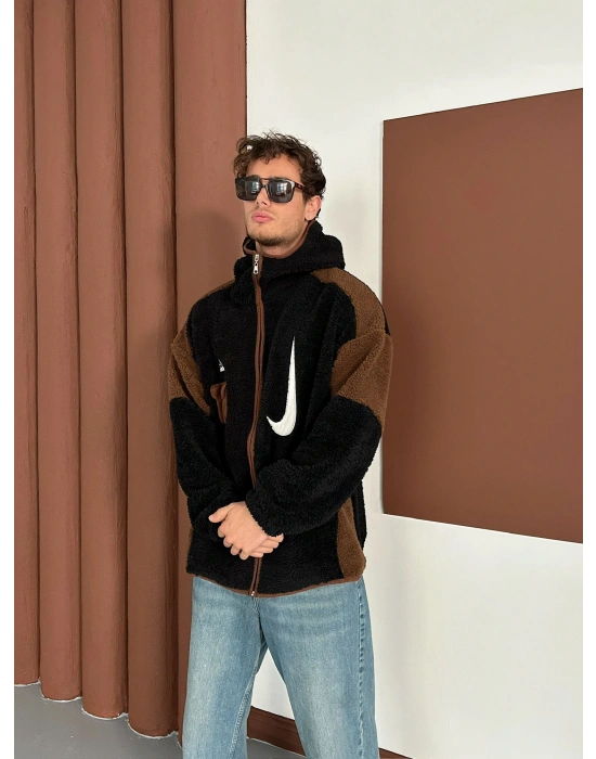 FULL PELUŞ NAKIŞLI NK HIRKA SİYAH