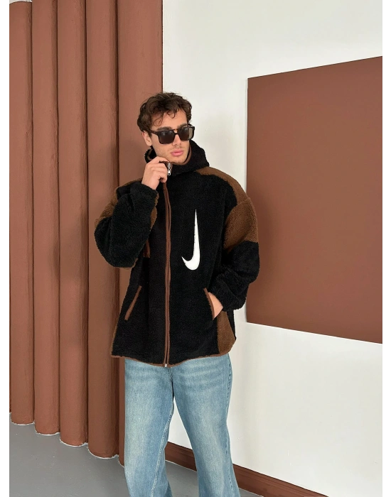 FULL PELUŞ NAKIŞLI NK HIRKA SİYAH