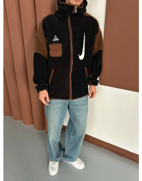 FULL PELUŞ NAKIŞLI NK HIRKA SİYAH