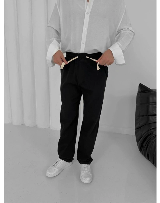 GG BAGGY KALIP PAÇA NAKIŞ PANTOLON SİYAH