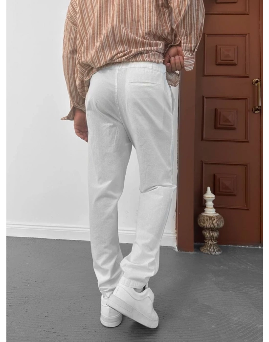 GG KETEN, NORMAL KALIP PANTOLON BEYAZ
