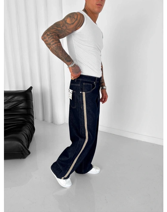 GG YAN ŞERİT ÖZEL TASARIM PANTOLON LACİVERT