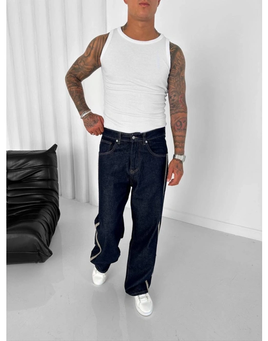 GG YAN ŞERİT ÖZEL TASARIM PANTOLON LACİVERT