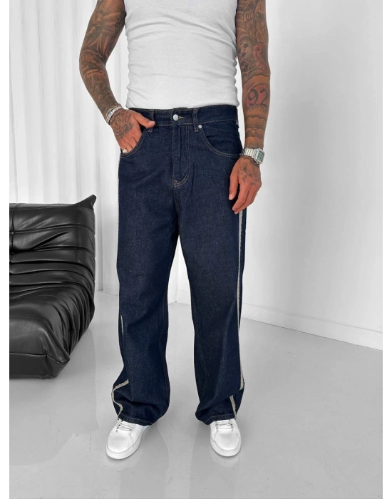 GG YAN ŞERİT ÖZEL TASARIM PANTOLON LACİVERT