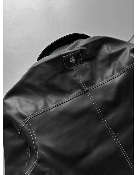 GİESTO CROP DERİ CEKET SİYAH