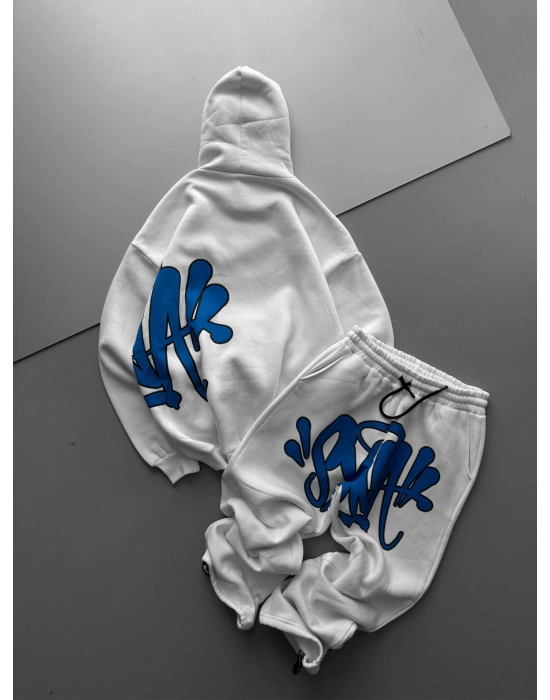 GRAFİTİ ALT ÜST BASKI EŞOFMAN TAKIMI BEYAZ