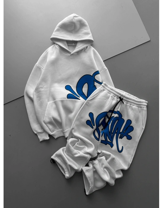 GRAFİTİ ALT ÜST BASKI EŞOFMAN TAKIMI BEYAZ