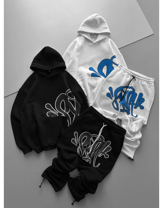 GRAFİTİ ALT ÜST BASKI EŞOFMAN TAKIMI BEYAZ